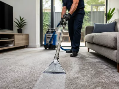 Carpet cleaning in progress